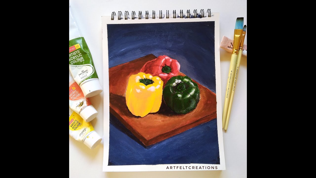 How to paint vegetables Bell pepper step by step paintingArtist