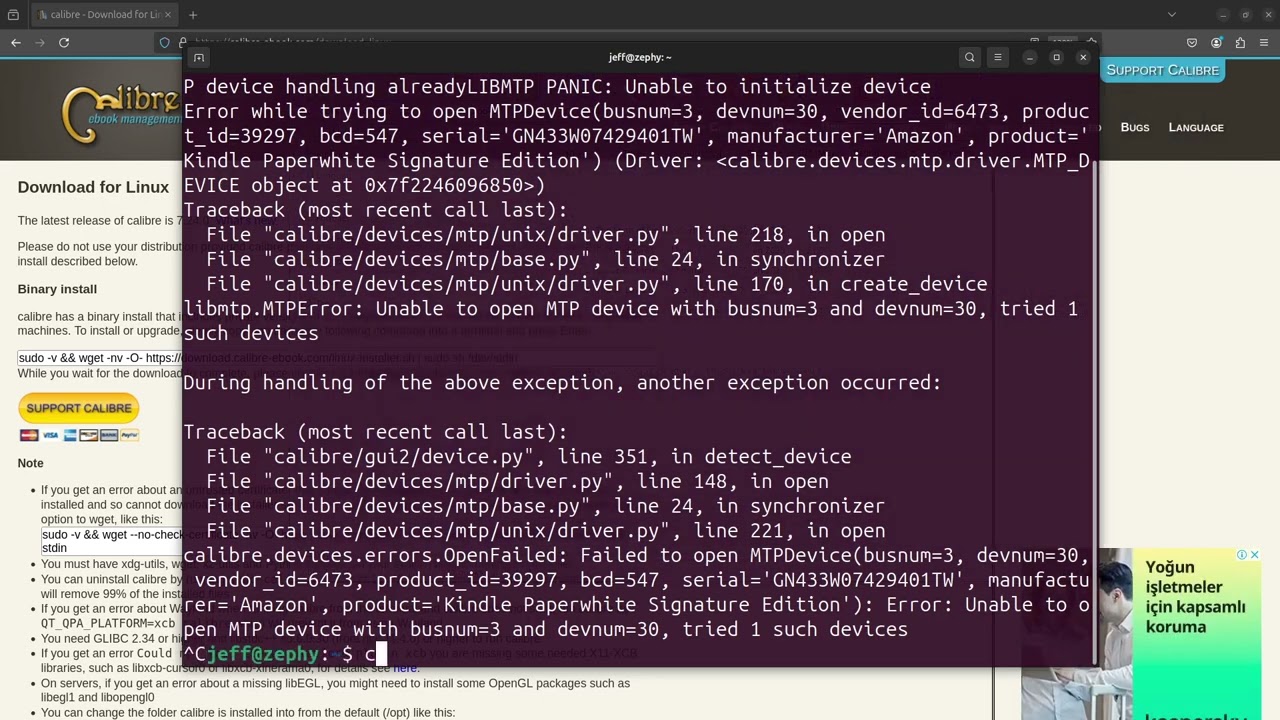 Kindle Won't Show Up in Calibre on Ubuntu - Fix