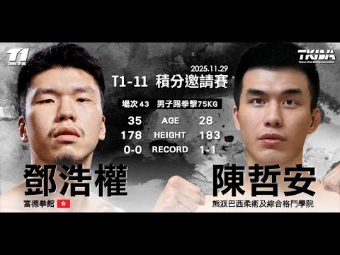 【T1-11】鄧浩權 vs. 陳哲安-男子踢拳擊75KG菁英組 2025.11.29