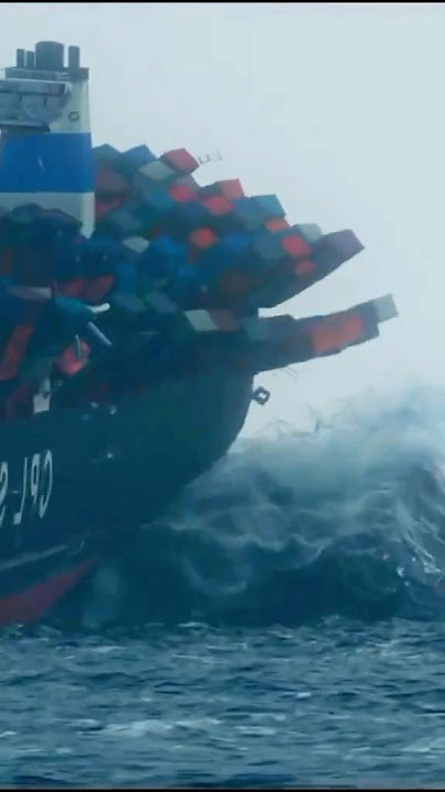 Huge Container Ship Looses All Its Cargo in Rough Seas 🤯 #storm