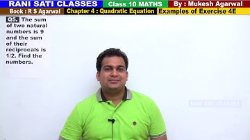 Class 10 Maths (Ex 4E Example 05) Quadratic Equations (RS Aggarwal 2020)