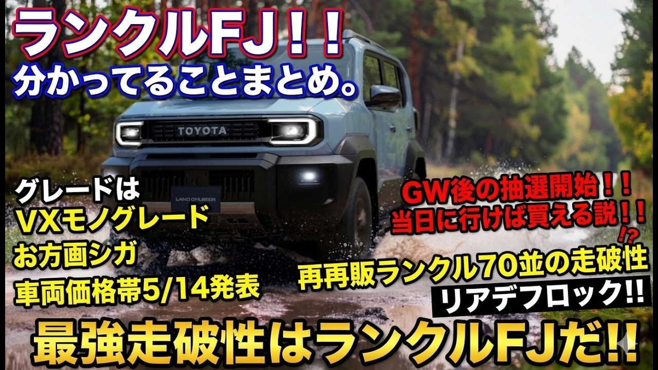ランクルFJ！！情報まとめ。グレードはVXモノグレード、車両価格帯5/14