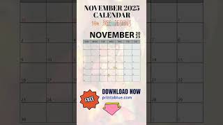 November 2025 Calendar Free Download #calendar #diyplanner #november2025