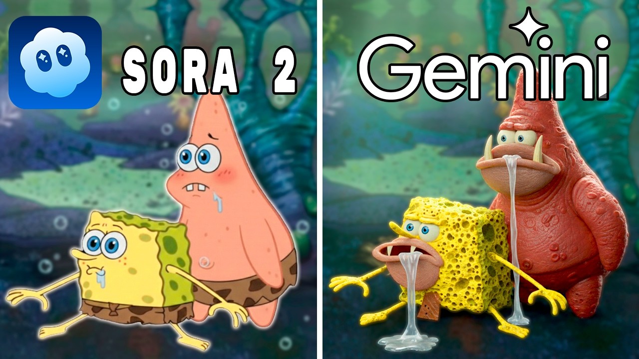 Sora 2 vs Gemini Remake iconic Scenes From Spongebob