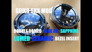 Seiko SKX MODS - LUMED CERAMIC BEZEL INSERTS   BLUE AR DOMED SAPPHIRE   MOVEMENT UPGRADE