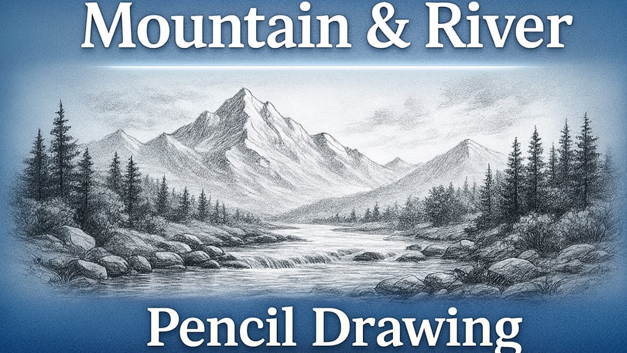Beautiful Mountain River Scenery Drawing|Easy Pencil Sketch For Beginners| Tanis Artworks|