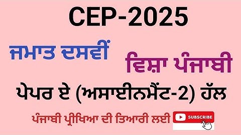 CEP CLASS 10TH SOLVED PUNJABI ASSIGNMENT 2 | 10th class solved punjabi  assignment 2|
