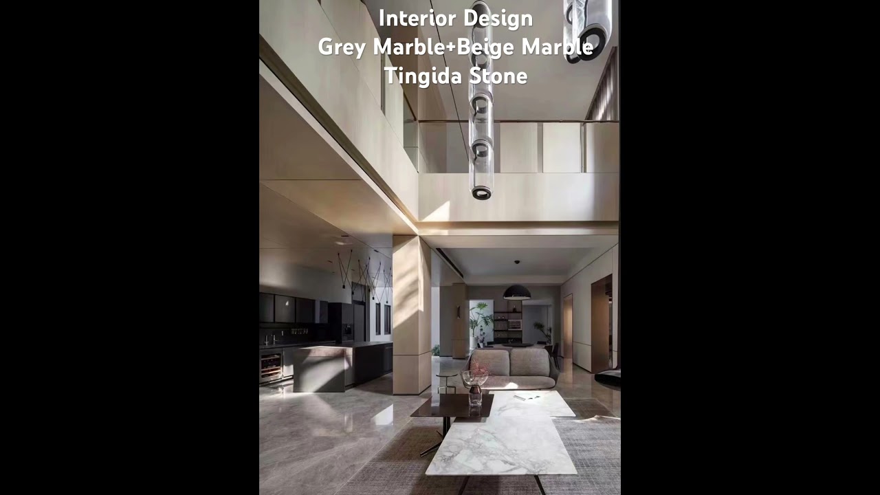Interior design with grey marble & beige marble