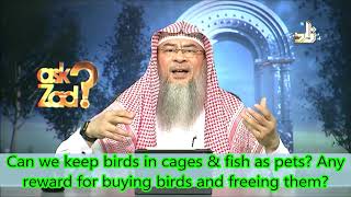 Is it haram to Keep Birds in cages and Fish as Pets? Any reward for Buying birds and Freeing them?