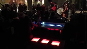 Concrete LED RGB lighting bench, terrazzo LED table and live music