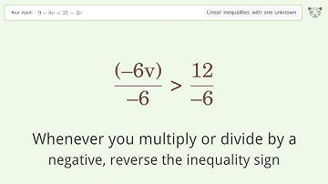 Solving Linear Inequalities: 9-8v is Smaller Than 21-2v