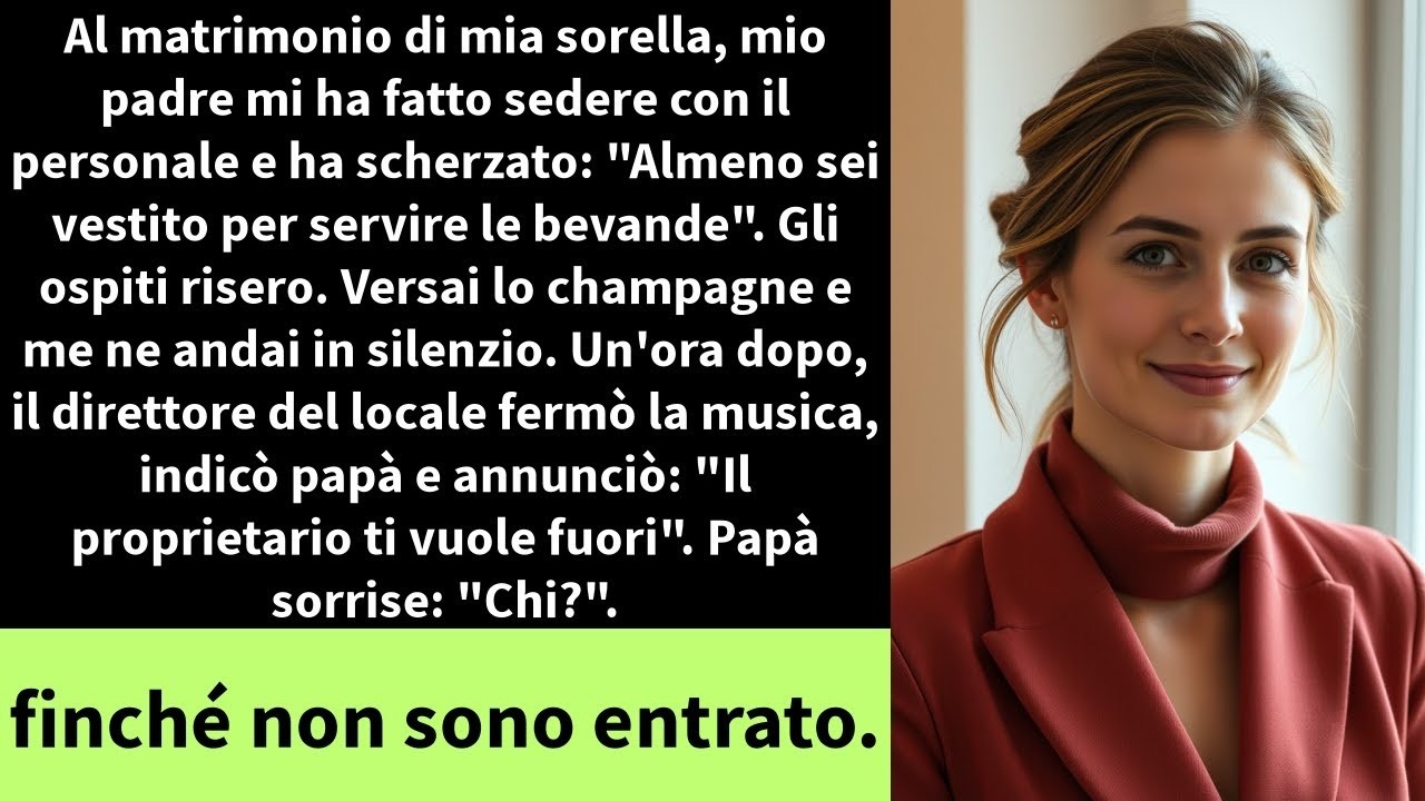 Mio padre mi ha fatto accomodare con il personale del catering al matrimonio di mia sorella. Davanti a 287 invitati ha indicato il mio vestito nero: "Almeno sei vestita per servire da bere." La...