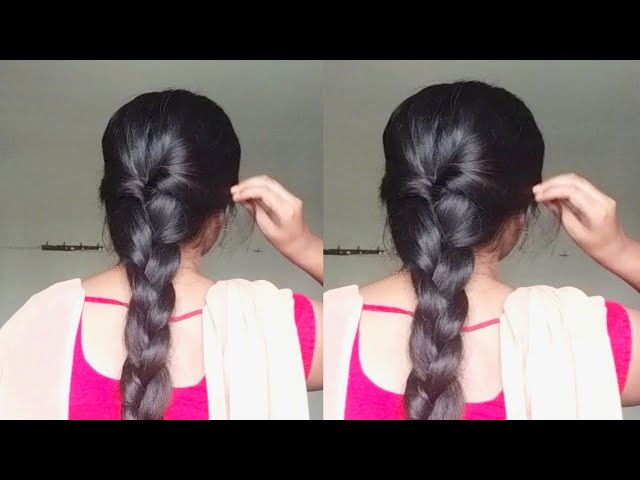 simple braid hairstyle tutorial. Plait hairstyle for long hair Stock Photo  - Alamy
