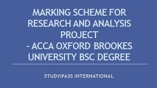 ACCA Oxford Brookes Research and Analysis Project Marking Scheme