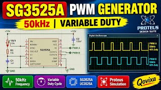 SG3525A PWM Generator in Proteus | 50kHz Frequency & Variable Duty Cycle | UC3525A