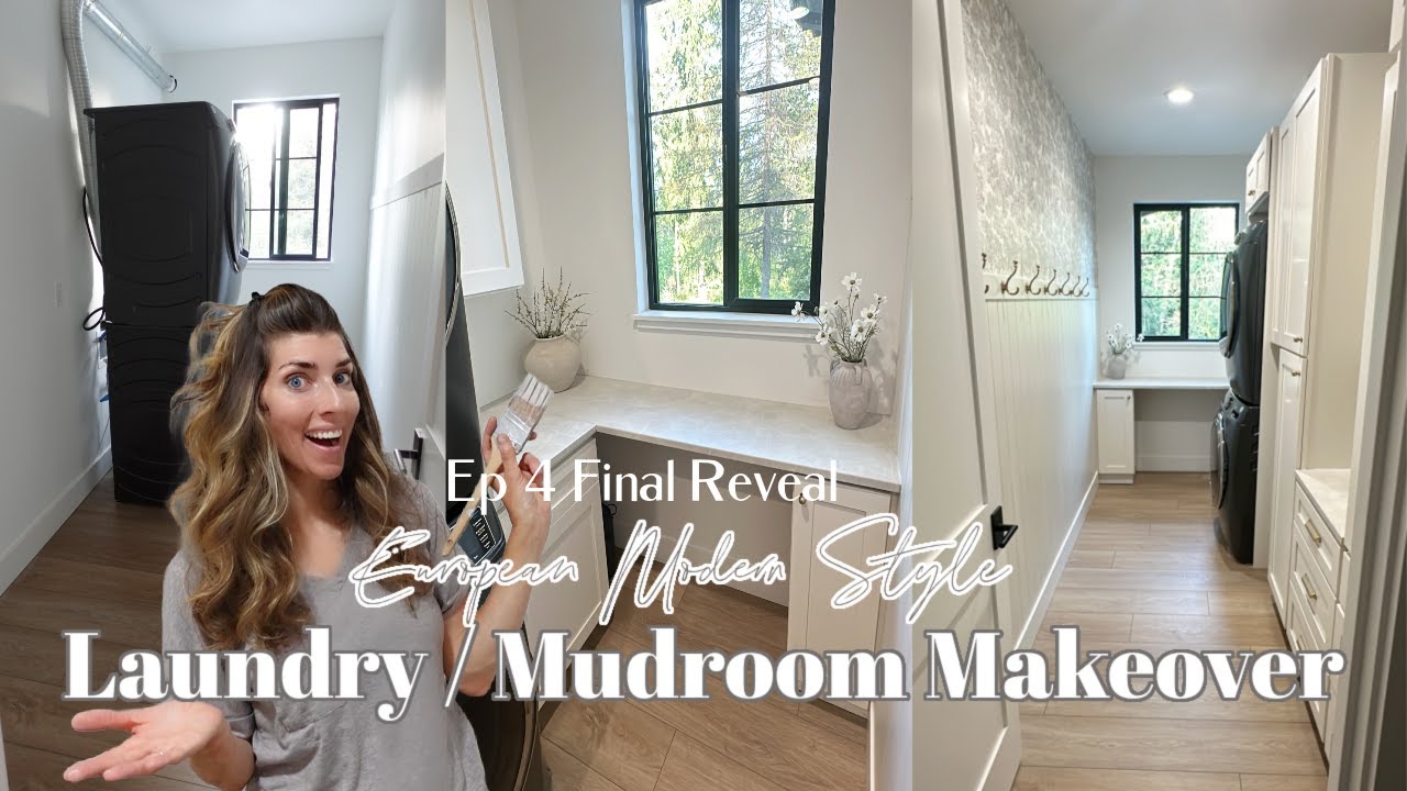 European Modern Style Laundry & Mudroom Makeover Reveal / Creating a Functional Space from Nothing