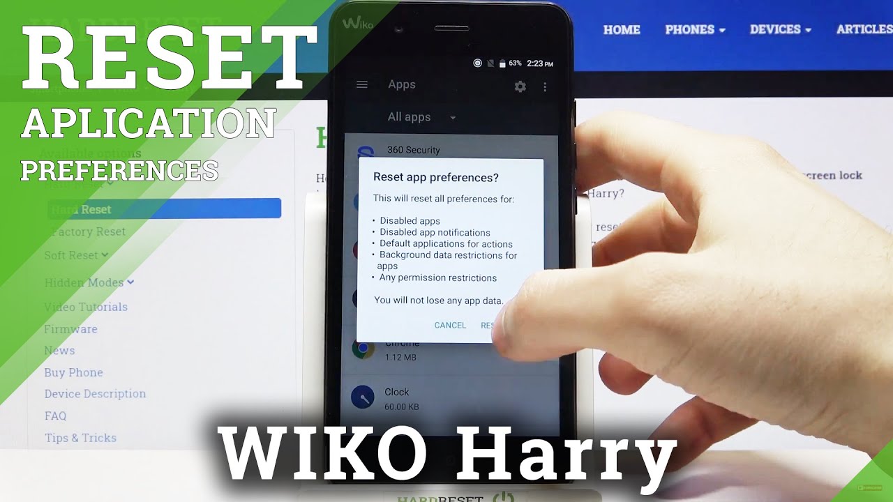 WIKO Harry Apps Settings – Reset App Preferences