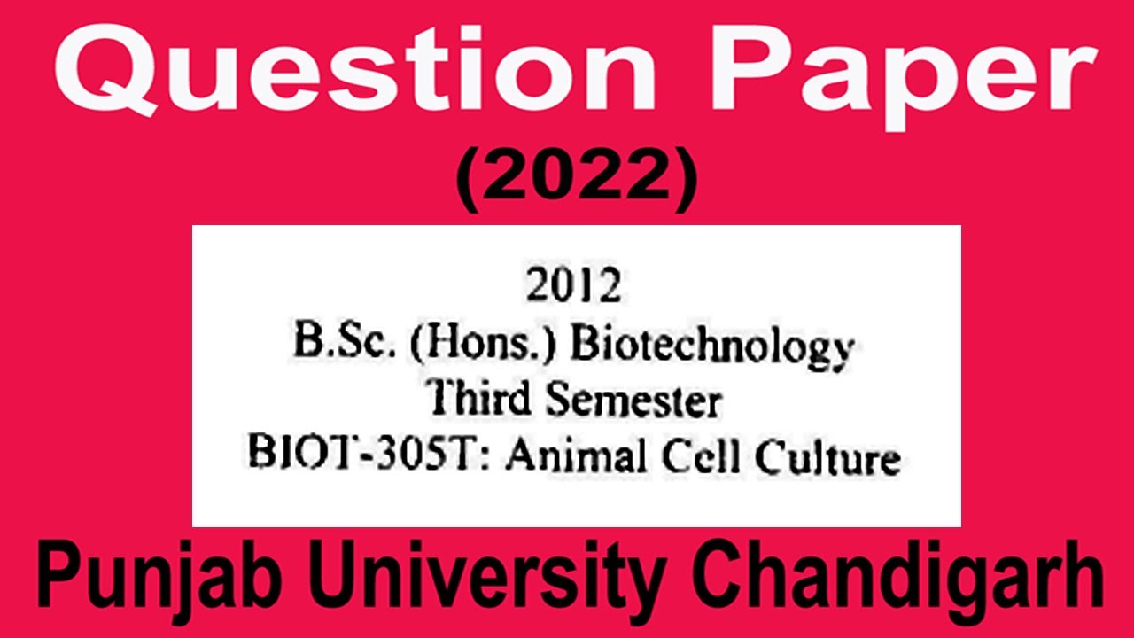 Question paper  (Hons.) Biotechnology 3rd Semester Animal cell Culture  punjab university Chd - YouTube
