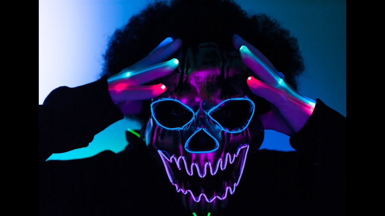 Halloween Light Up LED Mask, EL Wire Mask, LED Gloves, Neon, TurnNeon