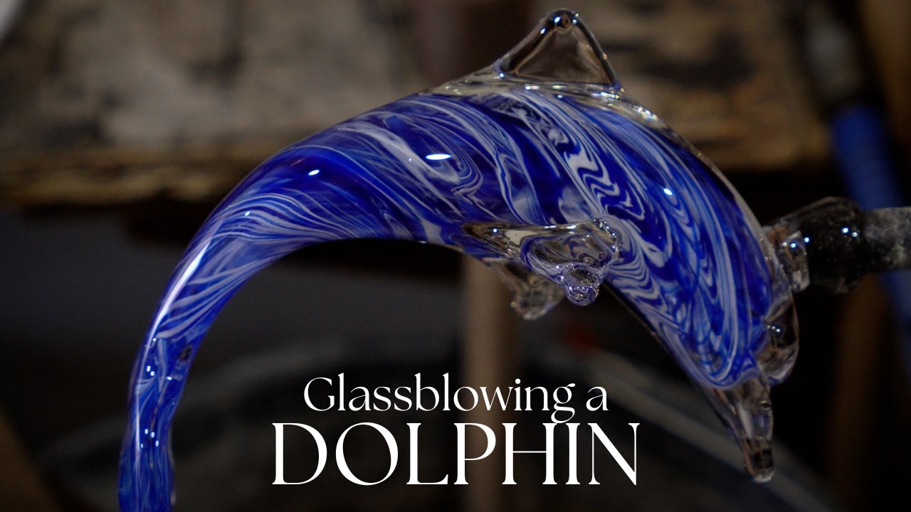Glassblowing a BEAUTIFUL blue DOLPHIN ornament (4K)