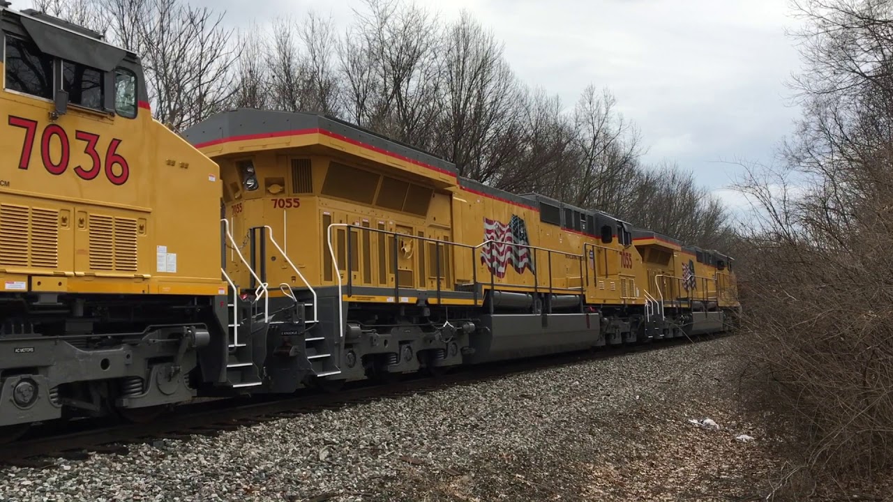 CSX freight train with rebuilt UP C44ACMs north of Lafayette, IN 2/28/19