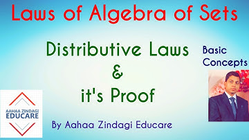 Distributive Laws and proof (in English) : Laws of Algebra of Sets for Class 11 Maths