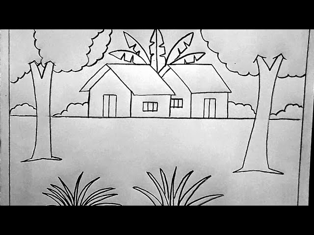 How To Draw Easy Scenery || Drawing village drawing with oil pastel step by  step || Sunset drawing - YouTube