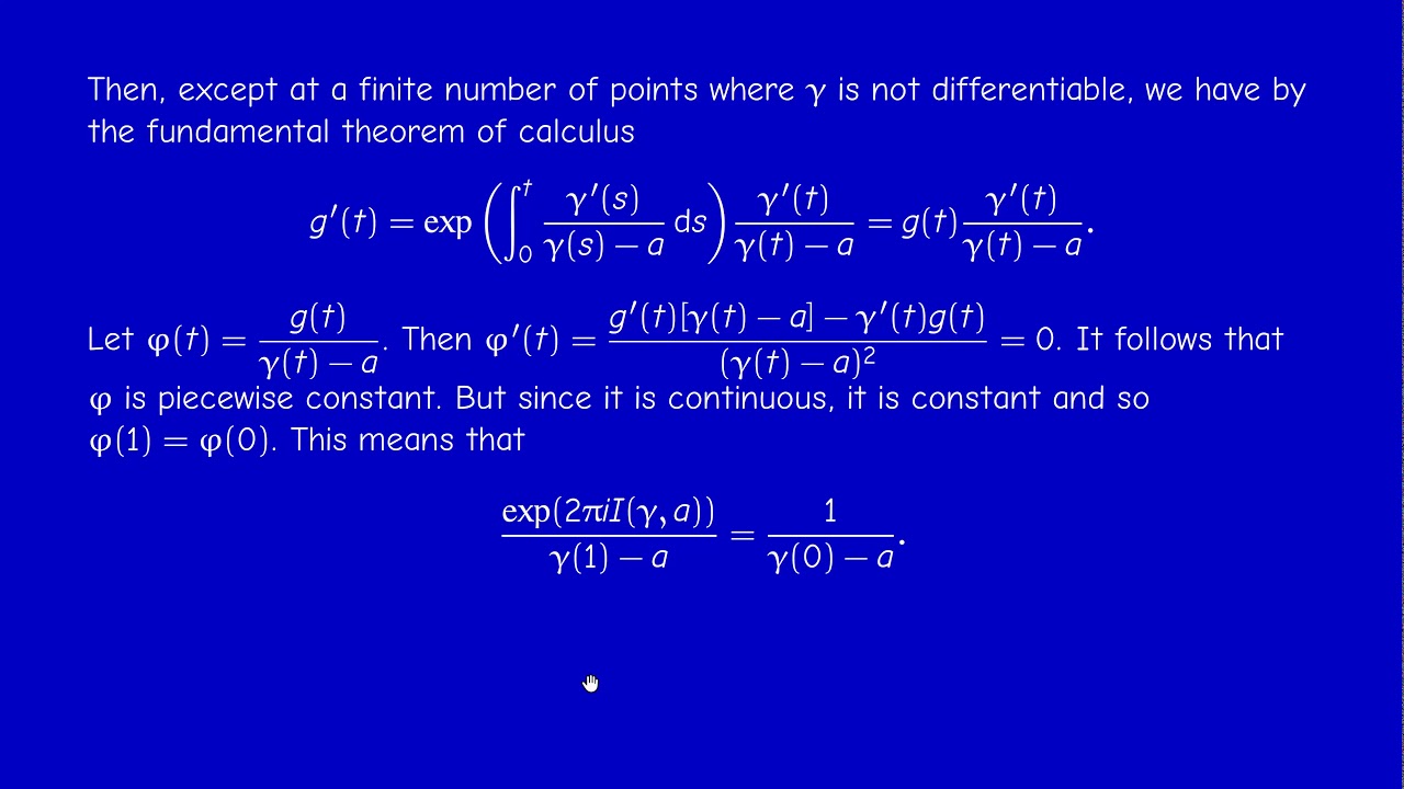 M3304 - Holomorphic functions - Chapter 2 Section 2.2 - The winding number
