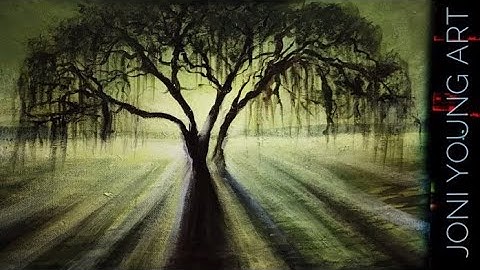 ACRYLIC PAINTING TUTORIAL 🎨 HOW TO PAINT A WEEPING WILLOW TREE / STEP BY STEP