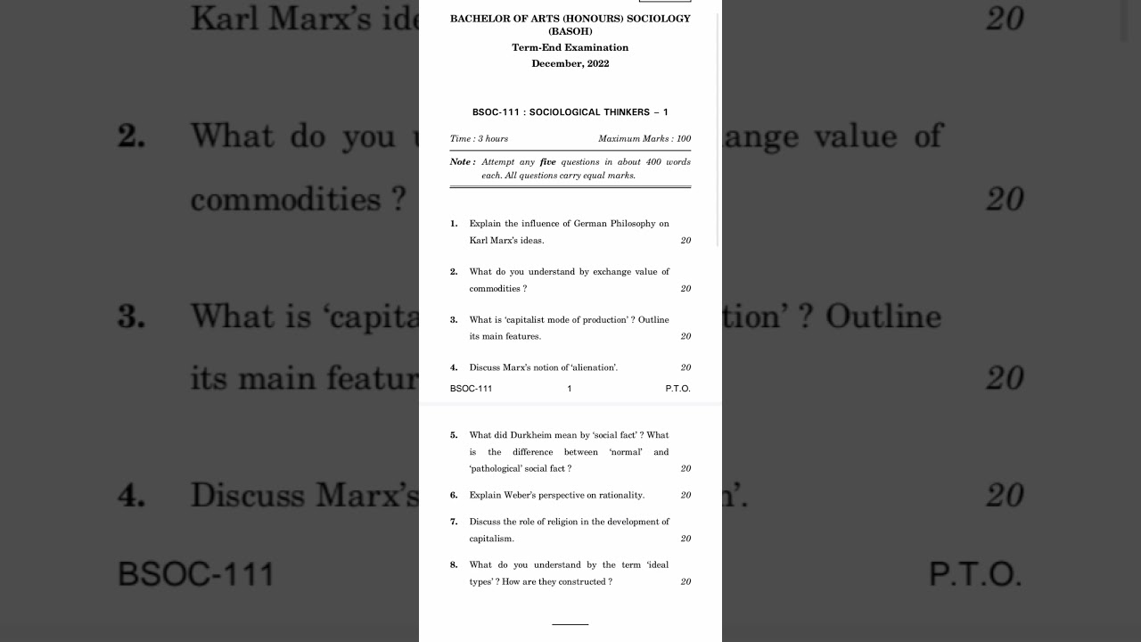 BSOC 111| Question paper| December 2022| # ignou # ignou exam # bsoc 111# shorts