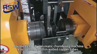 Double head 60 pneumatic chamfering machine, easily chamfers thin walled copper tubes