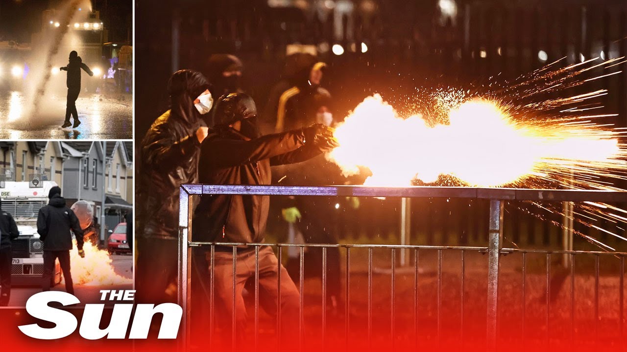 Belfast rioters blasted with water cannons as petrol bombs thrown at police in 7th night of violence