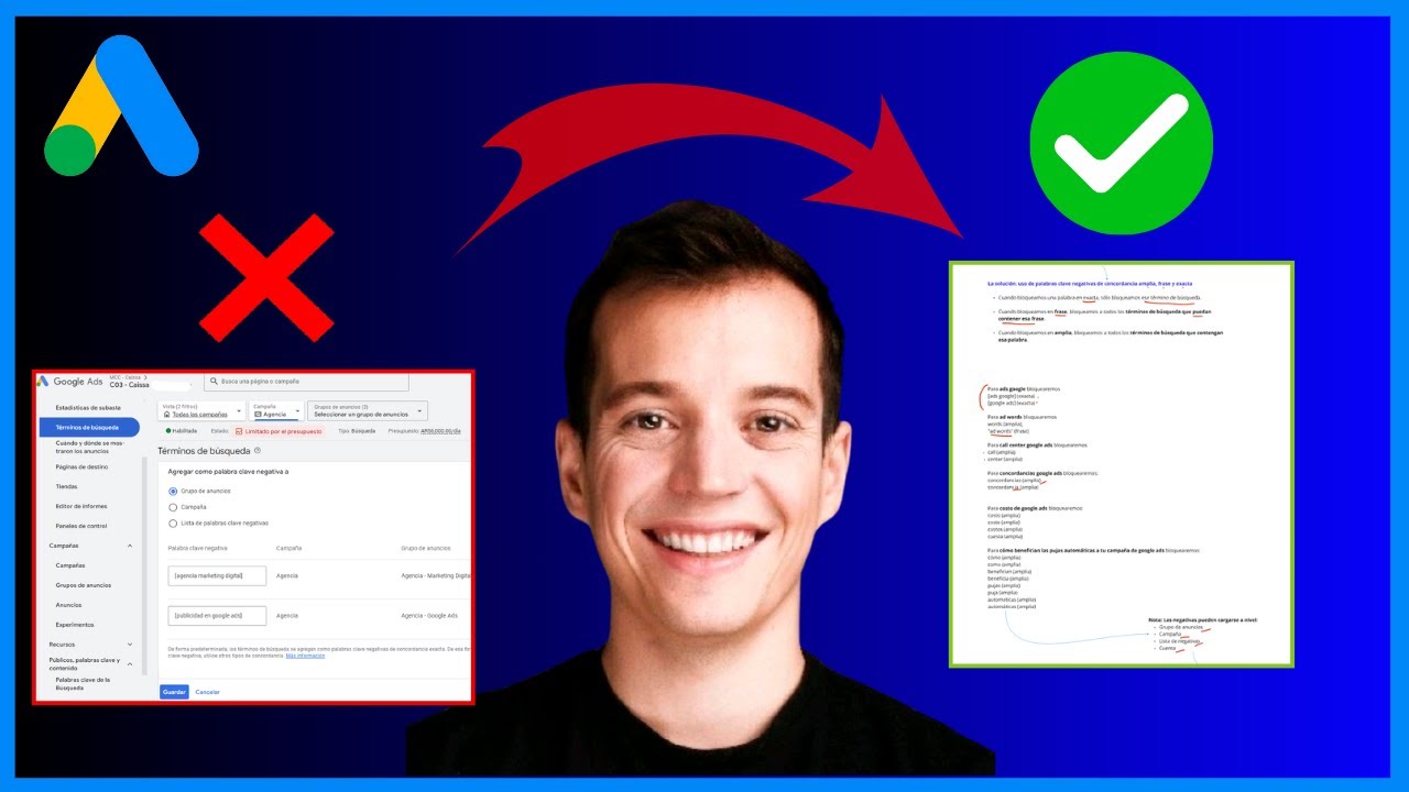 Cómo usar palabras clave negativas en Google Ads (paso a paso)