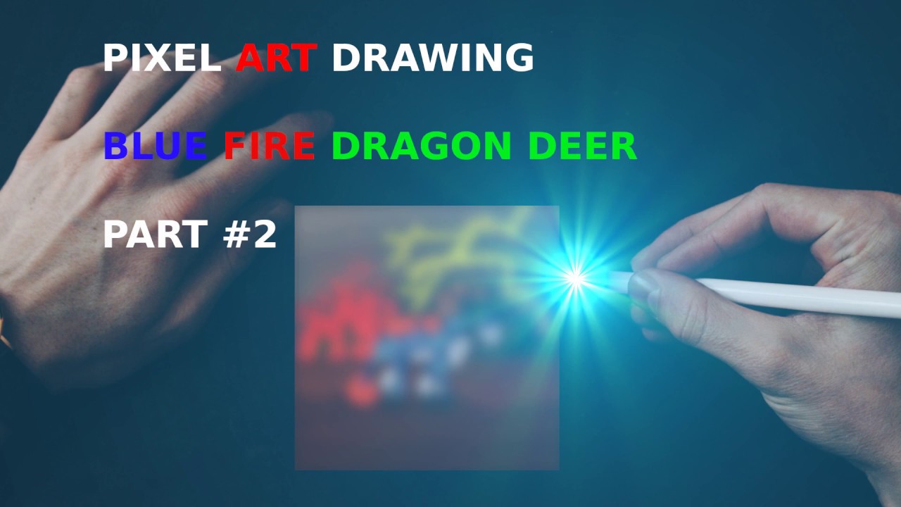 mARTial xARTist Relaxing PIXEL ART Drawing "Blue Fire Dragon Deer #2" Drawing Tutorial Part 2