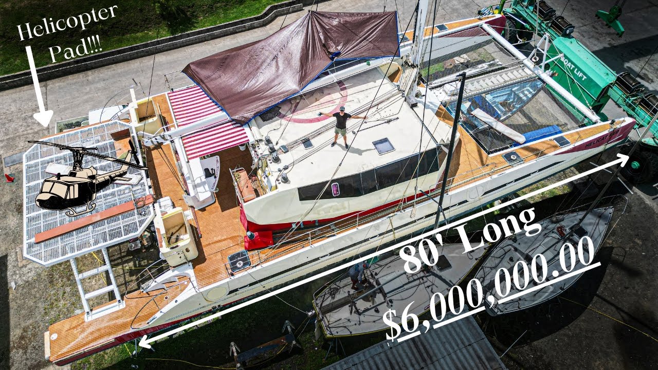 Abandoned $6M Helicopter Catamaran Sailboat (Full Tour)