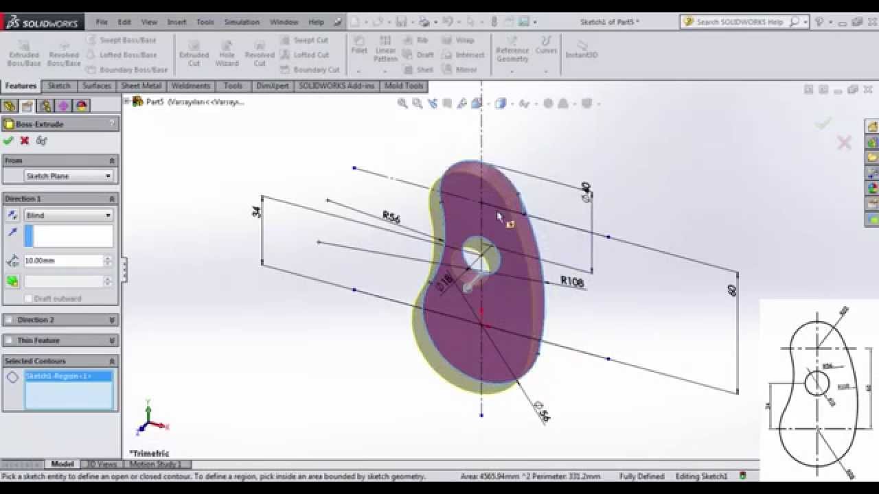 Dairesel Teğet Solidworks Eğitim Örnek 4