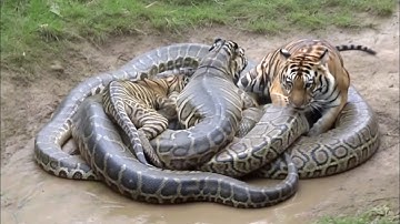 Unexpected Wildlife Moment: Tigers Explore the Python’s Territory