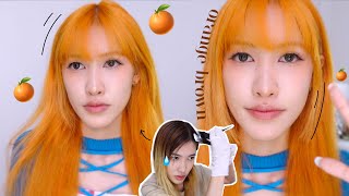 กัดสีผม + ย้อมผมสีส้มด้วยตัวเอง 🍊 Dying my hair orange ✨ | sherrypim