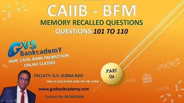 CAIIB: BFM RECALLED QUESTIONS - Part 06