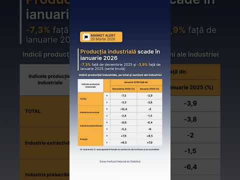 📉 Producția industrială &icirc;n scădere &icirc;n ianuarie 2026