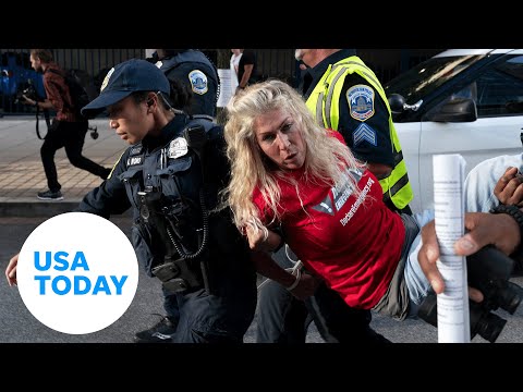 Climate protesters arrested outside Congressional Baseball Game | USA TODAY