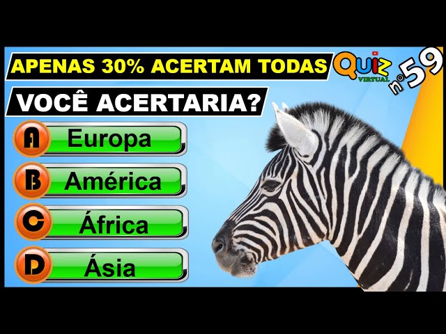 QUIZ VIRTUAL NÚMERO 59  20 PERGUNTAS DE CONHECIMENTOS GERAIS COM RESPOSTAS  