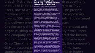 Why a recent supply-chain attack singled out security firms Checkmarx and Bitwarden #Shorts