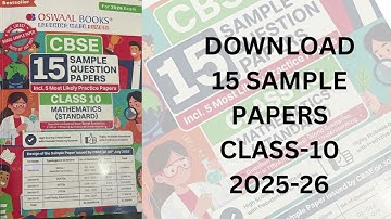 Oswaal Mathematics 15 Sample Paper Class-10th Mathematics 2025-26 I Oswaal Sample Paper -3