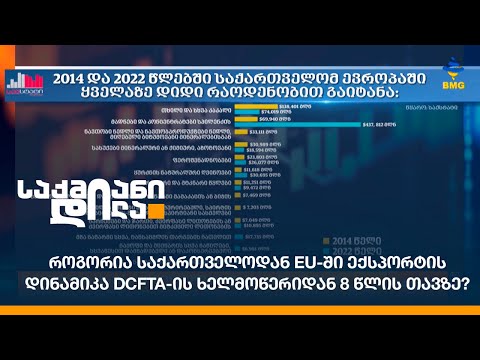 როგორია საქართველოდან EU-ში ექსპორტის დინამიკა DCFTA-ის ხელმოწერიდან 8 წლის თავზე?