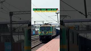 High Speed Freight Train Action 🔥 #railway #train #wag9 #shorts #viral #trending #video #highspeed