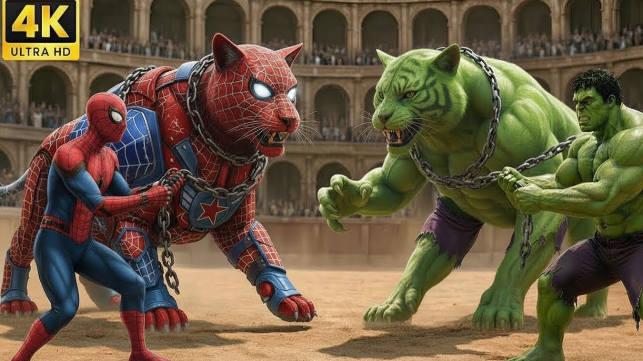 ⚔️ Ferocious HULK CAT POWER FULL 🆚 Massive SPIDER-MAN CAT King Ultimate Wild Animal Fights Showdown