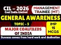 Major Coalfileds of India MCQS | Coal India Management Trainee 2026 | CIL MT 2026 GK MCQS PDF | CIL