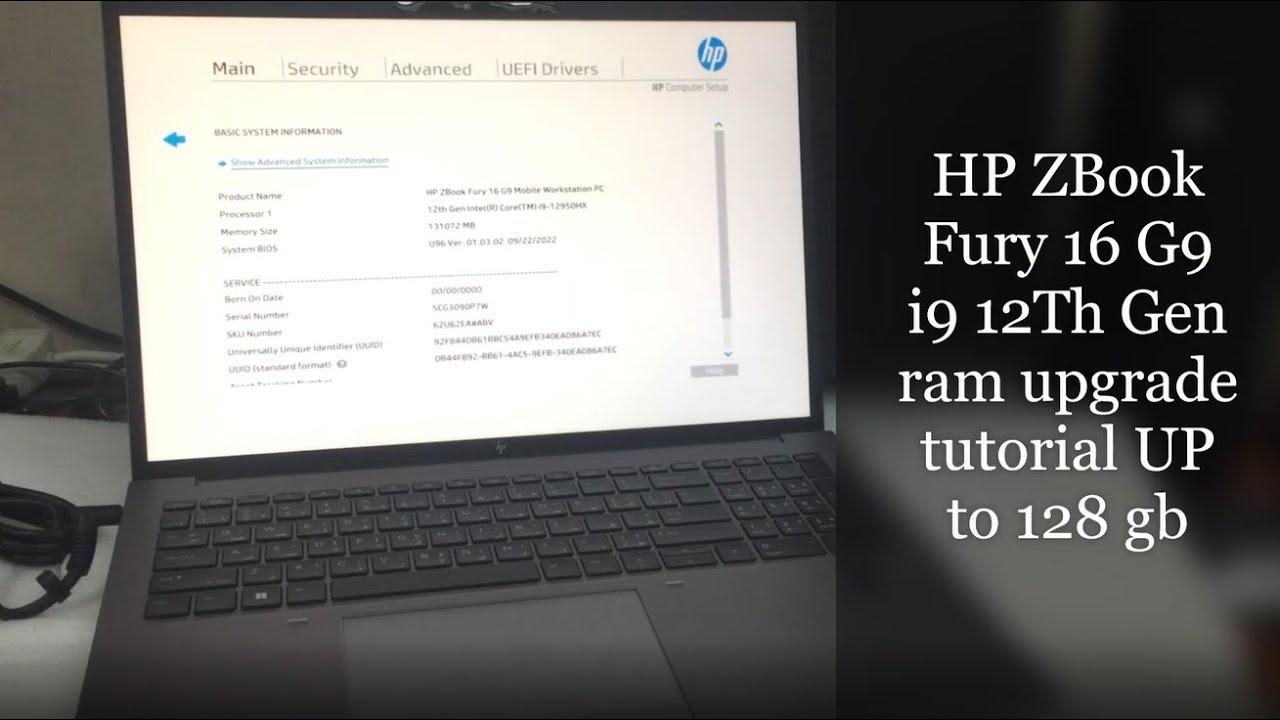 HP ZBook Fury 16 G9 i9 12Th Gen ram upgrade tutorial 62U62EA