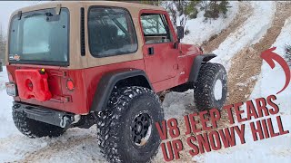 Snow Wheeling up in the mountains with a group of Jeeps